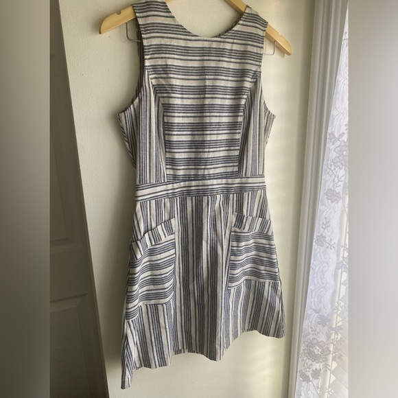 Altar’d Stare Linen Cotton Blend Striped Sleeveless Dress Blue White Size Small - Picture 1 of 7